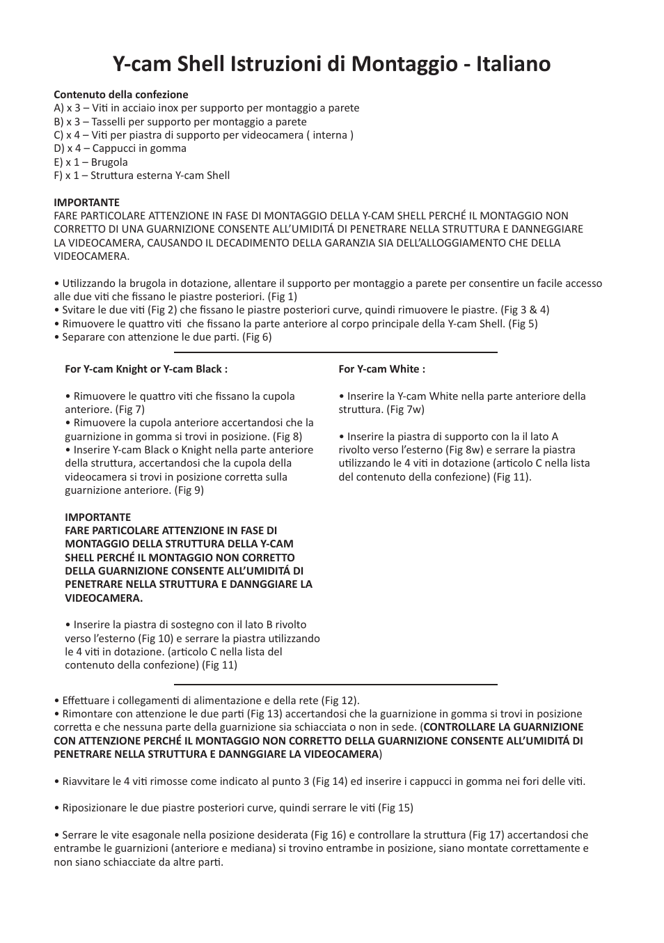 Y-cam shell istruzioni di montaggio - italiano | Y-cam Multilanguage Y-cam Shell User Manual | Page 10 / 12
