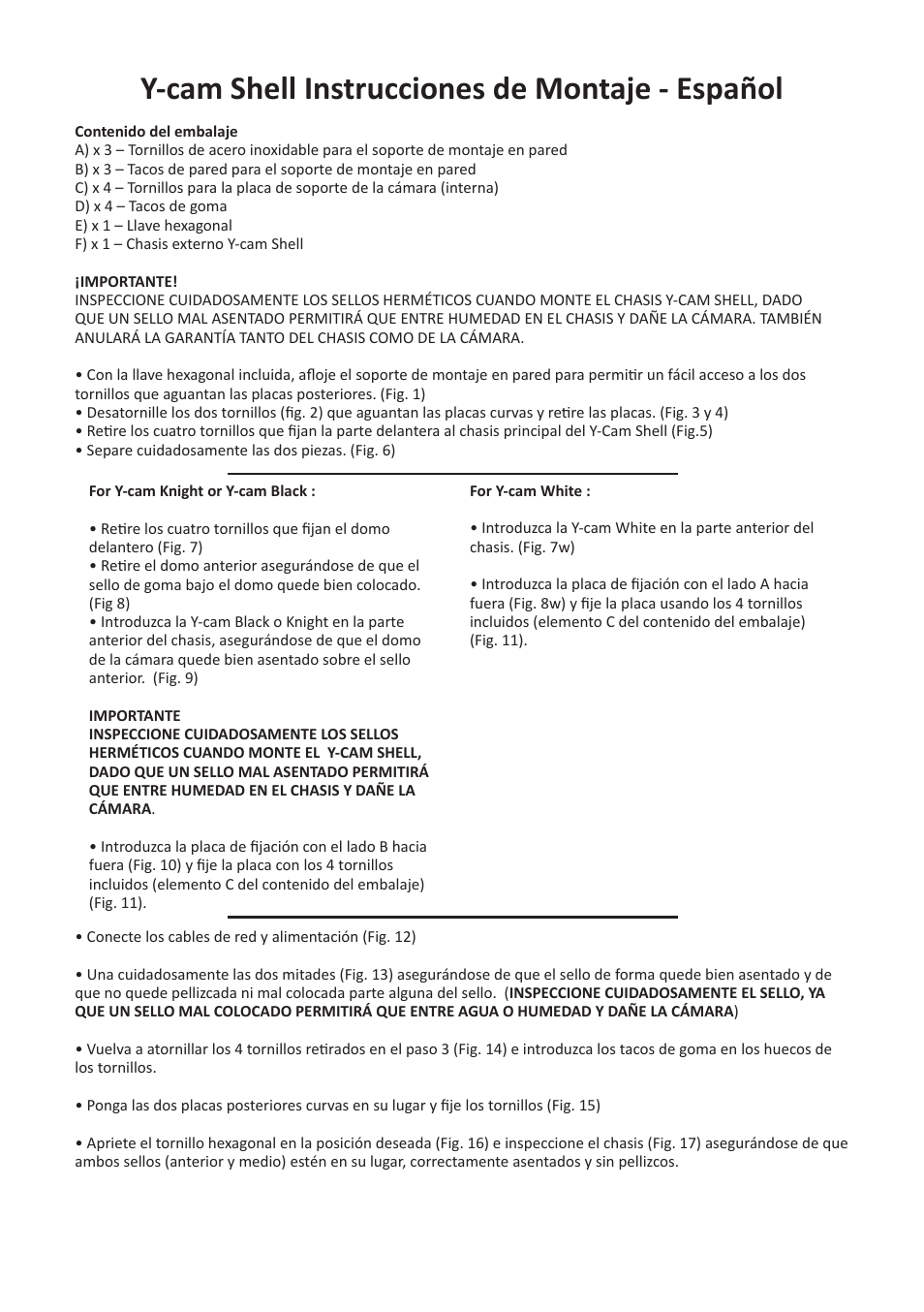 Y-cam shell instrucciones de montaje - español | Y-cam Multilanguage Y-cam Shell User Manual | Page 11 / 12