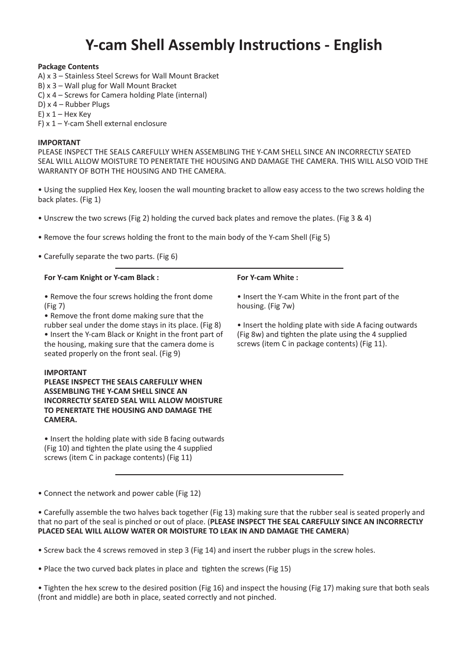 Y-cam shell assembly instructions - english | Y-cam Multilanguage Y-cam Shell User Manual | Page 7 / 12