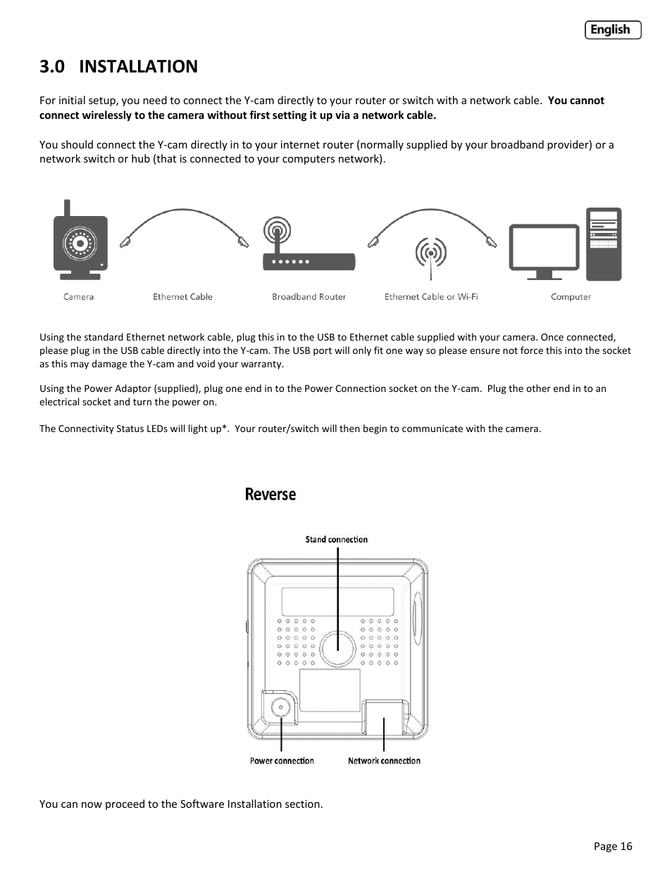 0 installation, Installation | Y-cam Cube User Manual | Page 16 / 88