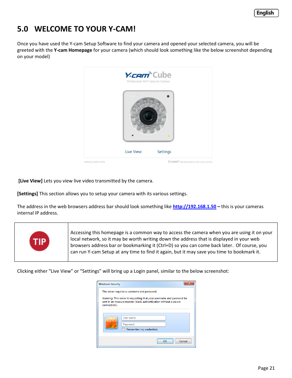 0 welcome to your y-cam, Welcome to your y-cam | Y-cam Cube User Manual | Page 21 / 88