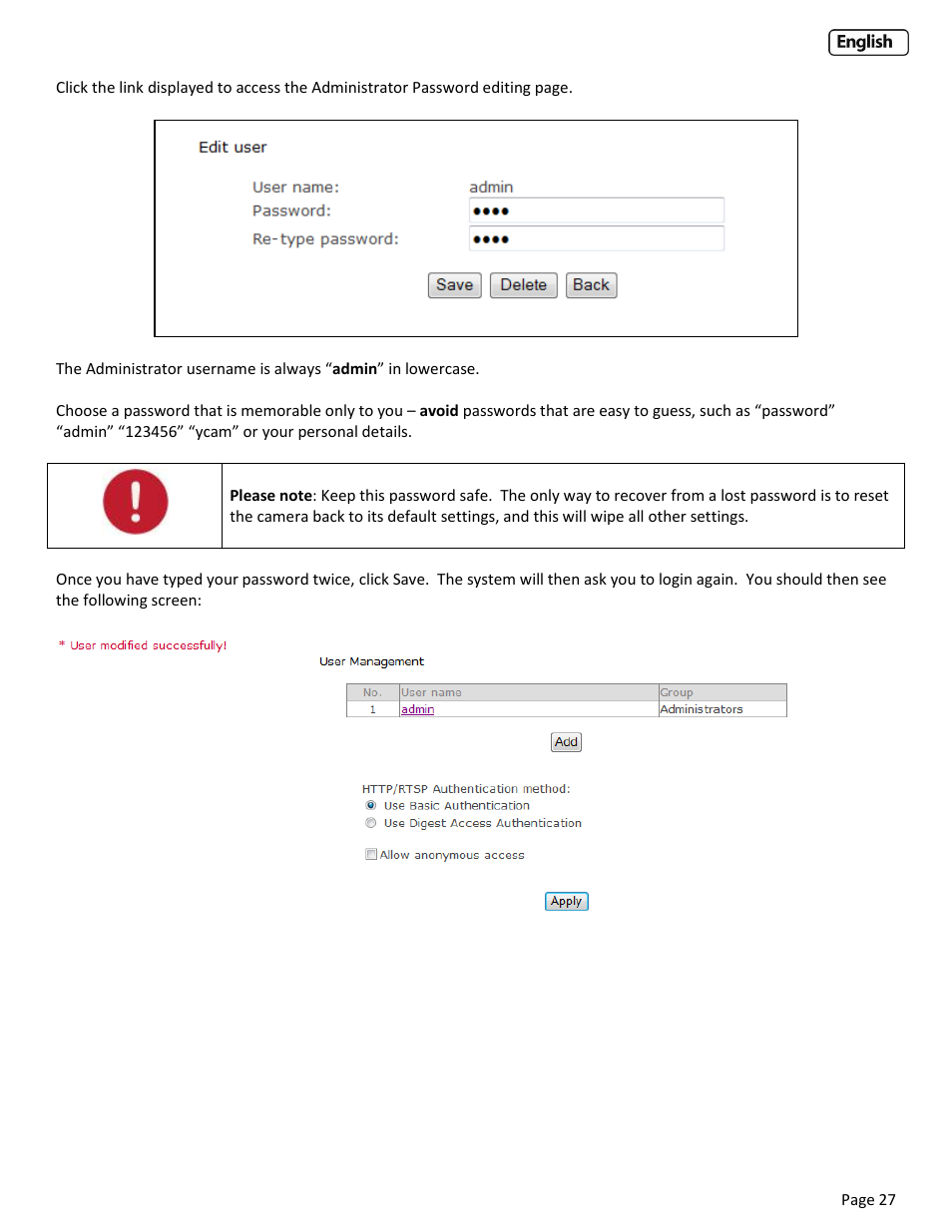 Y-cam Cube User Manual | Page 27 / 88