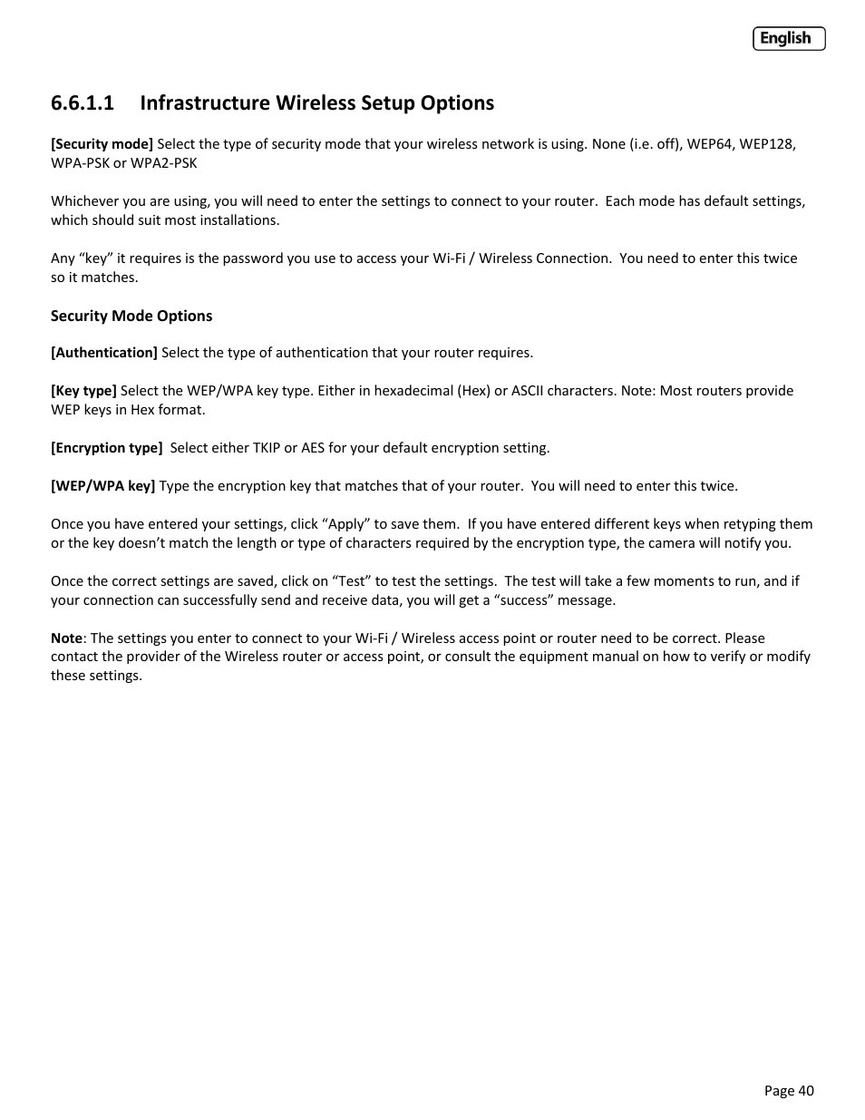 Nfrastructure, Ireless, Etup | Ptions, Dhoc, 1 infrastructure wireless setup options | Y-cam Cube User Manual | Page 40 / 88
