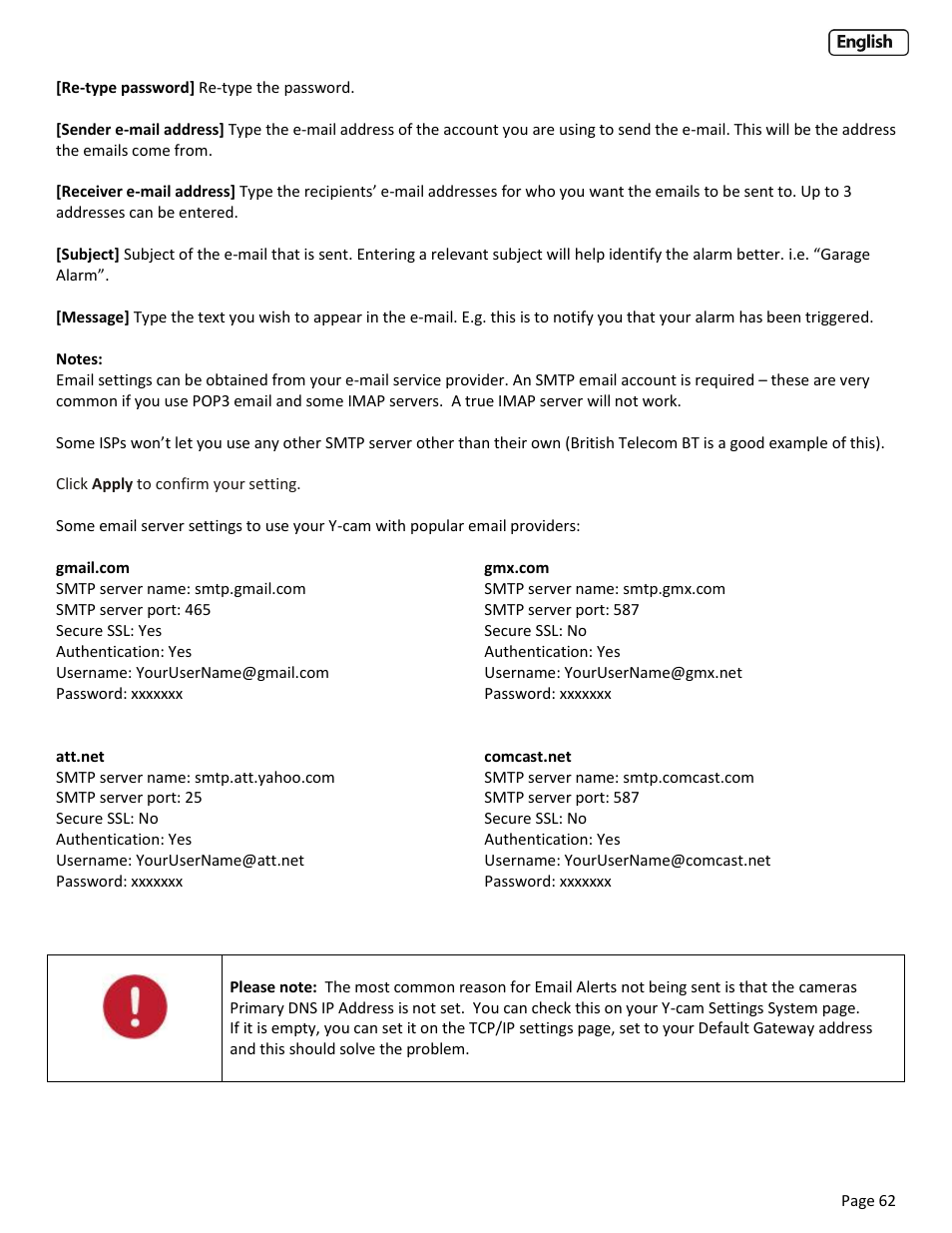 Y-cam Cube User Manual | Page 62 / 88