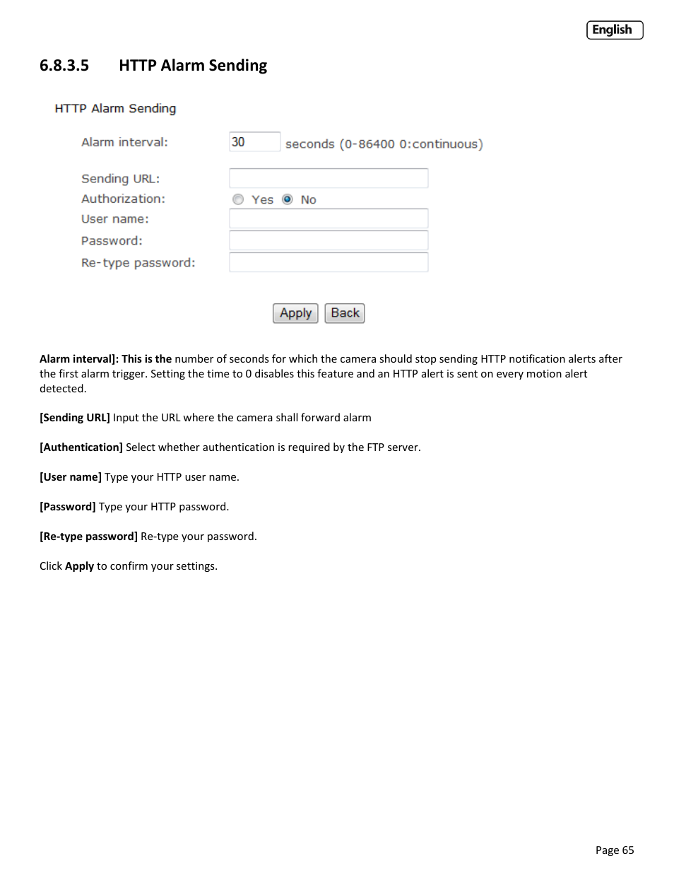 5 http alarm sending, 5 http, Larm | Ending | Y-cam Cube User Manual | Page 65 / 88