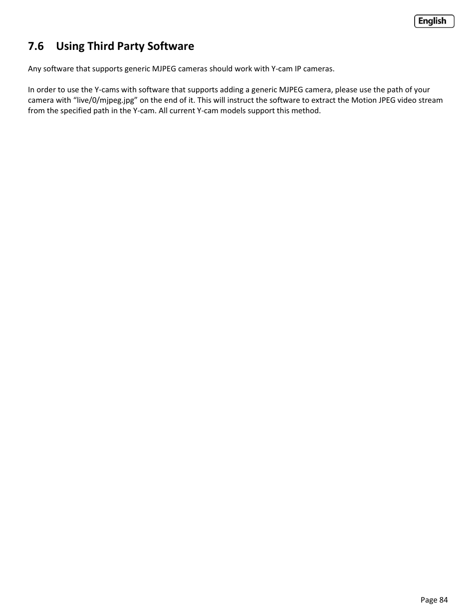 6 using third party software, Sing, Hird | Arty, Oftware, Lternative methods of accessing the video stream | Y-cam Cube User Manual | Page 84 / 88