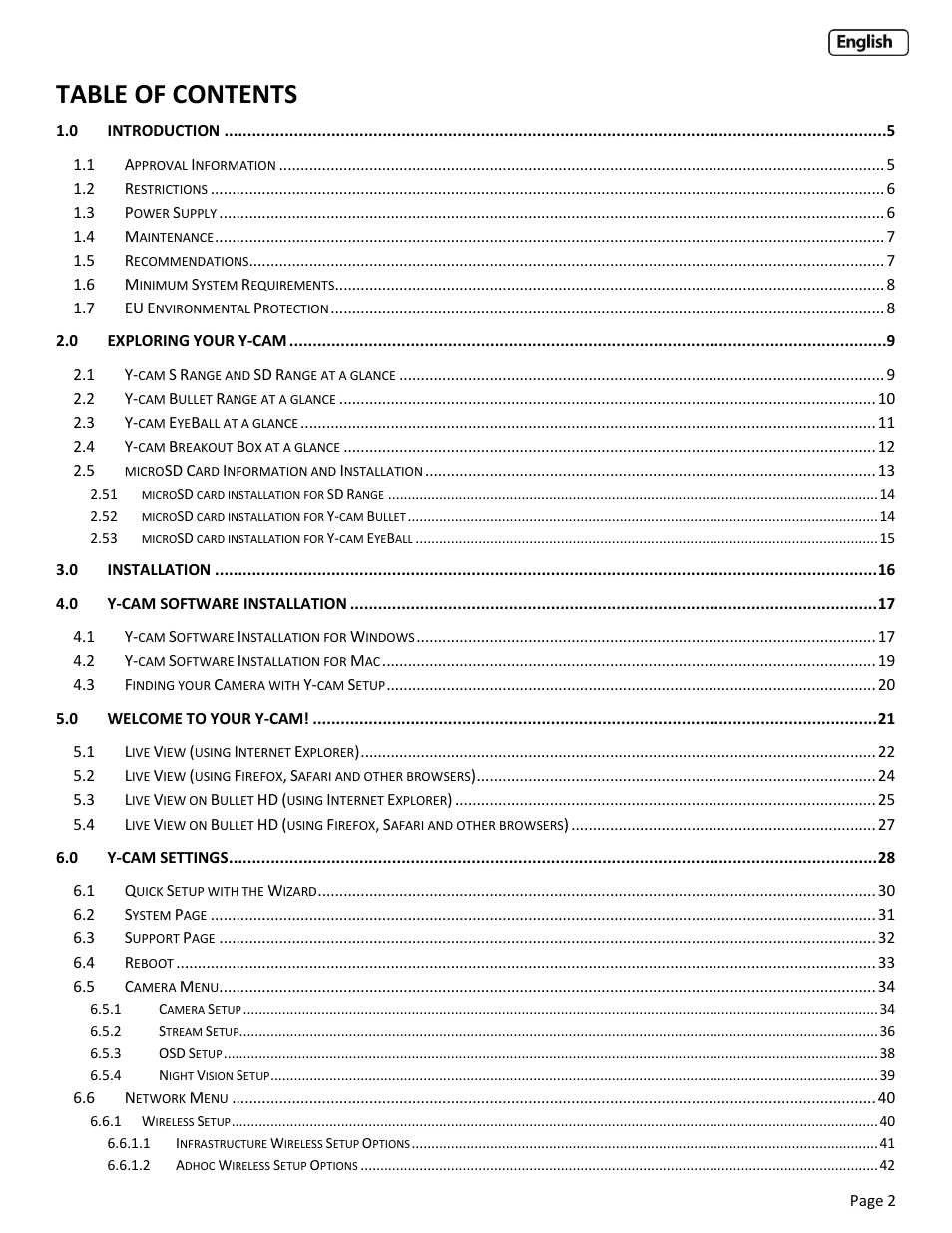 Y-cam EyeBall Range User Manual | Page 2 / 88