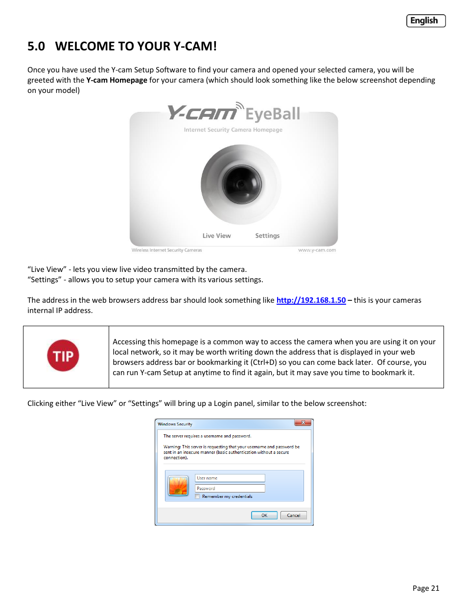 0 welcome to your y-cam, Welcome to your y-cam | Y-cam EyeBall Range User Manual | Page 21 / 88