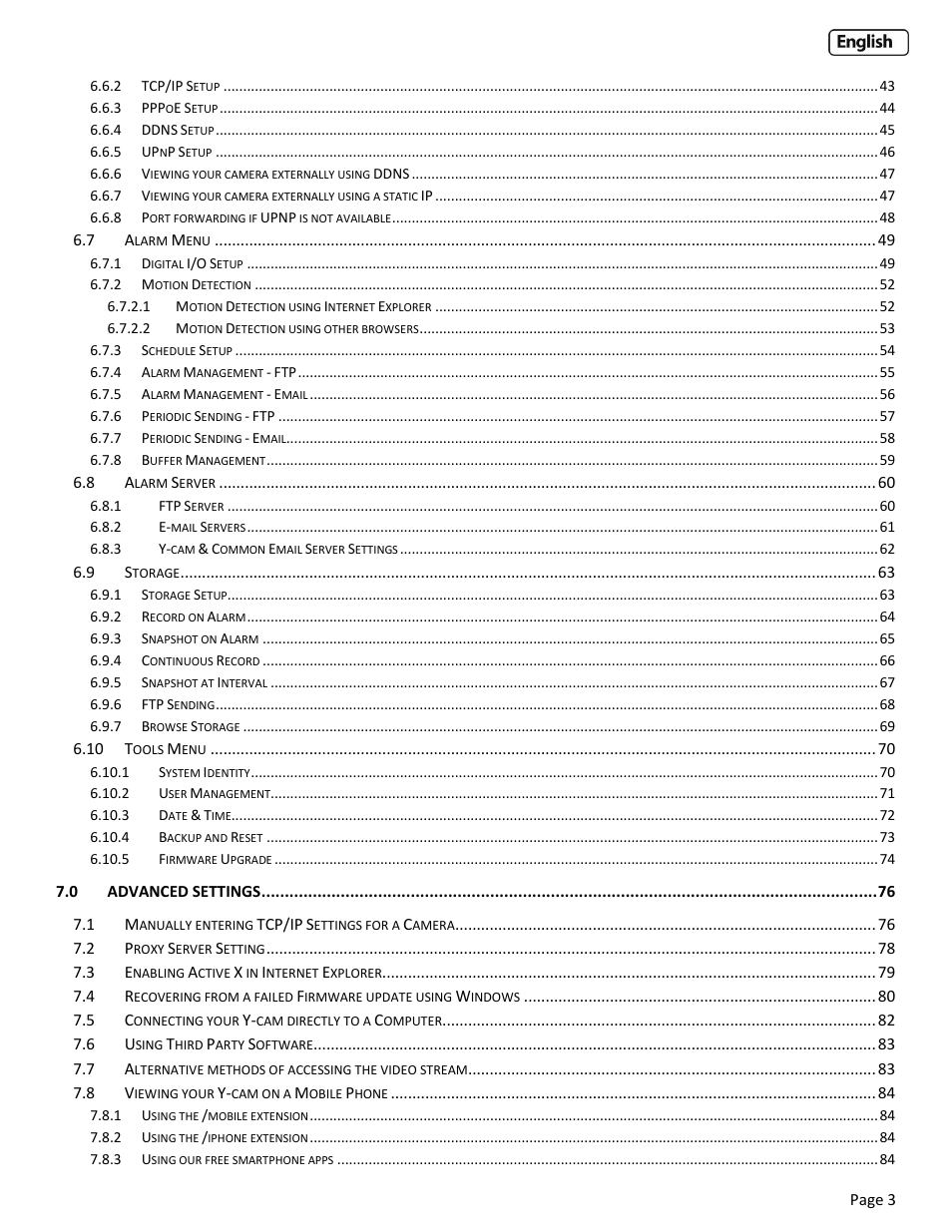 Y-cam EyeBall Range User Manual | Page 3 / 88