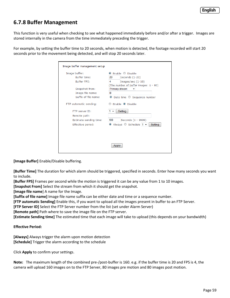 8 buffer management, Uffer, Anagement | Y-cam EyeBall Range User Manual | Page 59 / 88