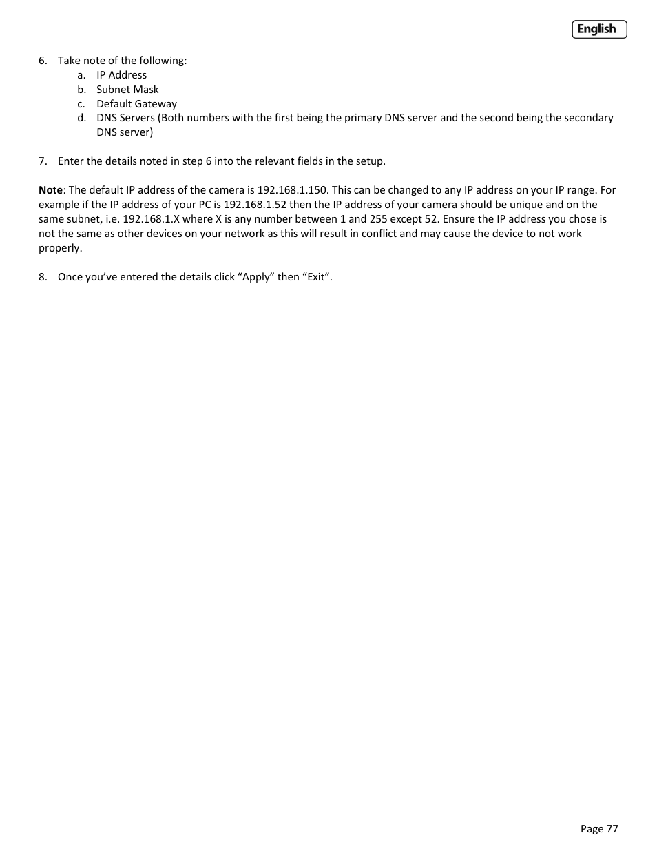 Y-cam EyeBall Range User Manual | Page 77 / 88
