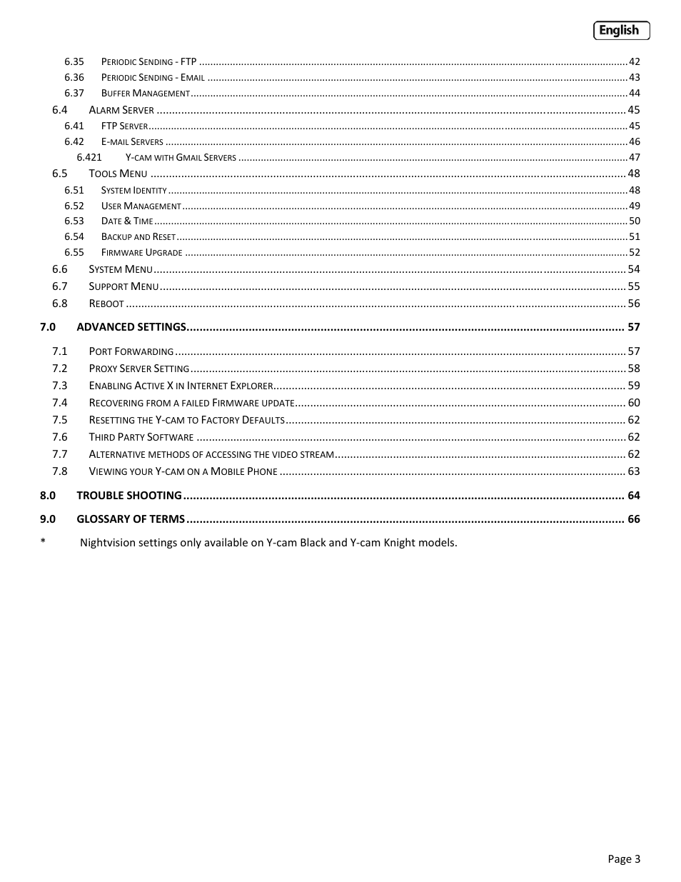 Y-cam Classic Range User Manual | Page 3 / 66