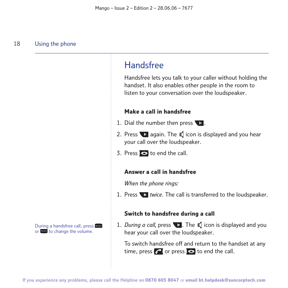 Handsfree | BT MANGO User Manual | Page 18 / 92