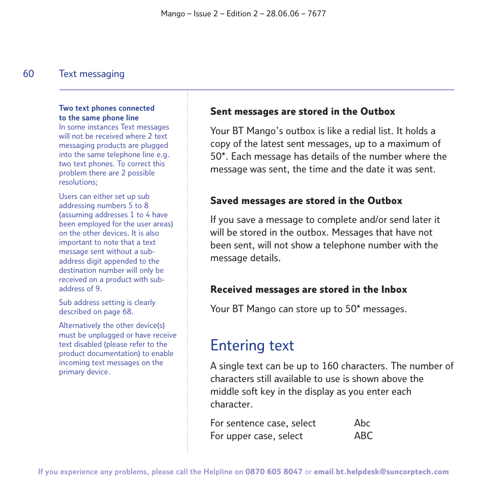 Entering text | BT MANGO User Manual | Page 60 / 92