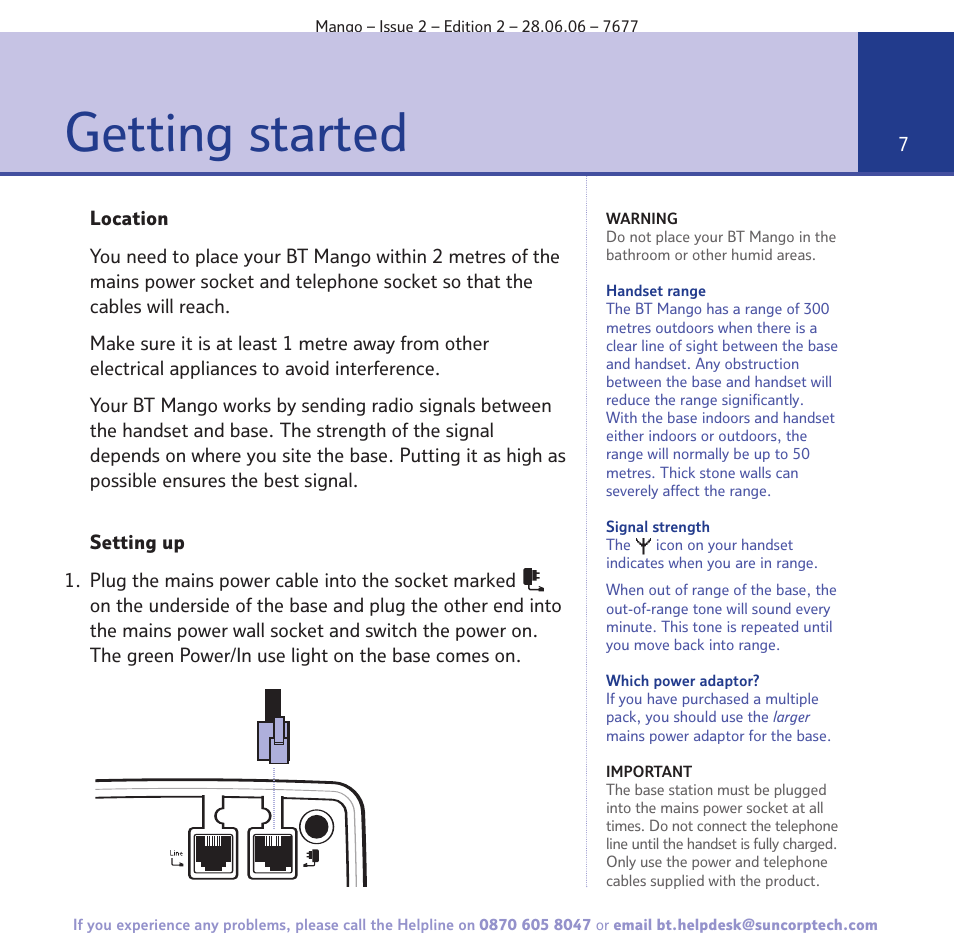 Getting started | BT MANGO User Manual | Page 7 / 92