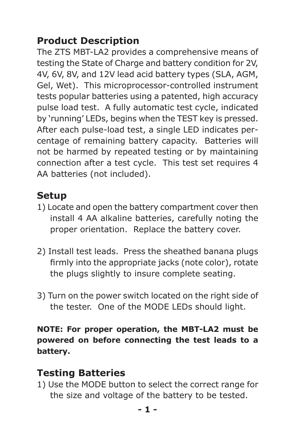 ZTS MBT-LA2 User Manual | Page 3 / 15