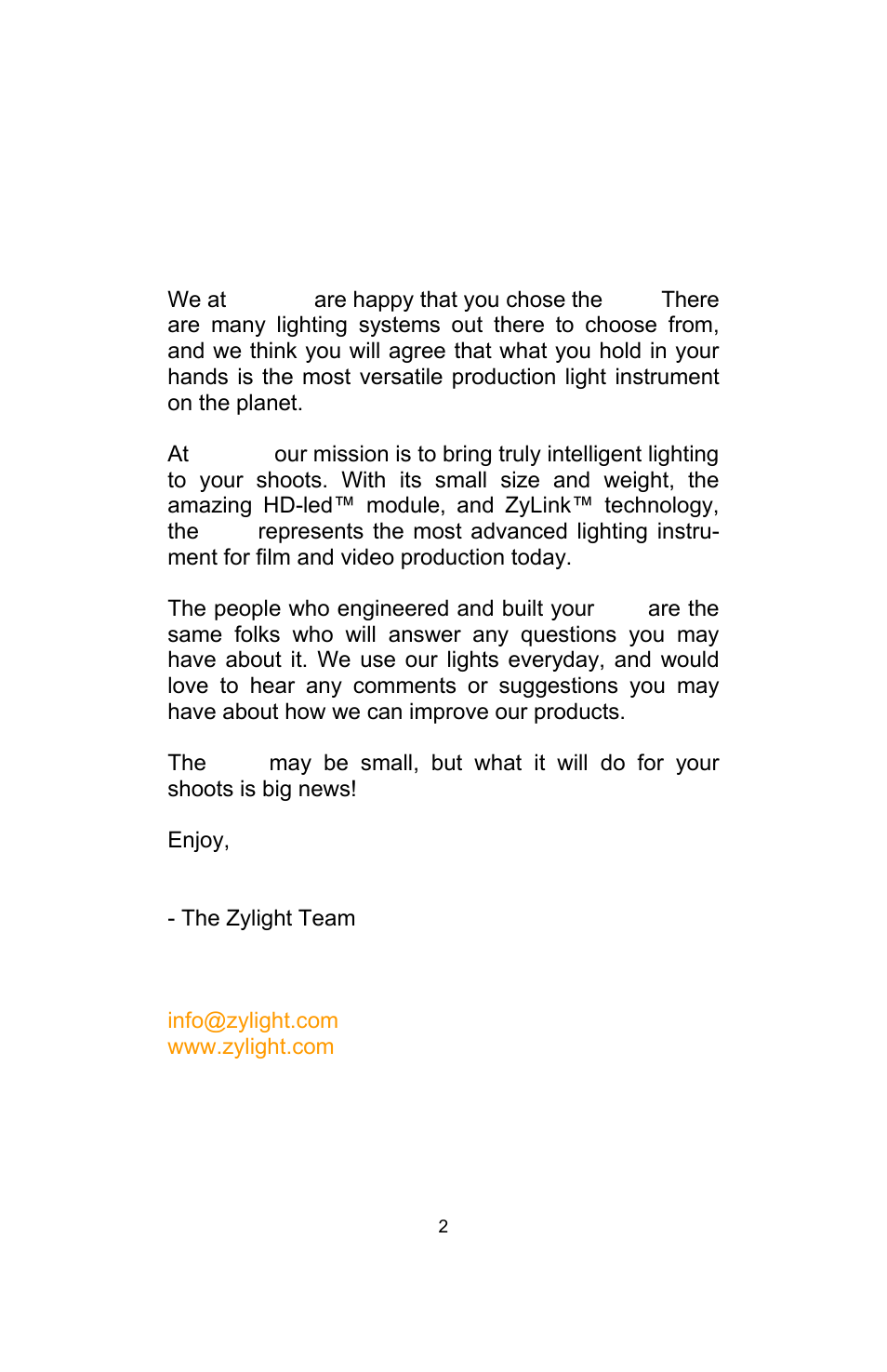 Zylight Z90 LED Light User Manual | Page 2 / 8