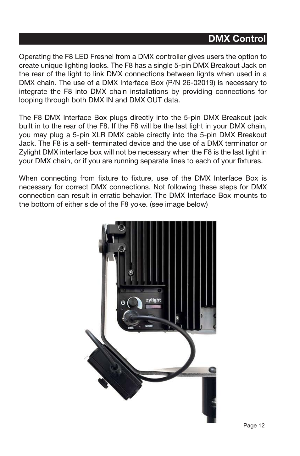 Zylight F8 Fresnel User Manual | Page 13 / 20