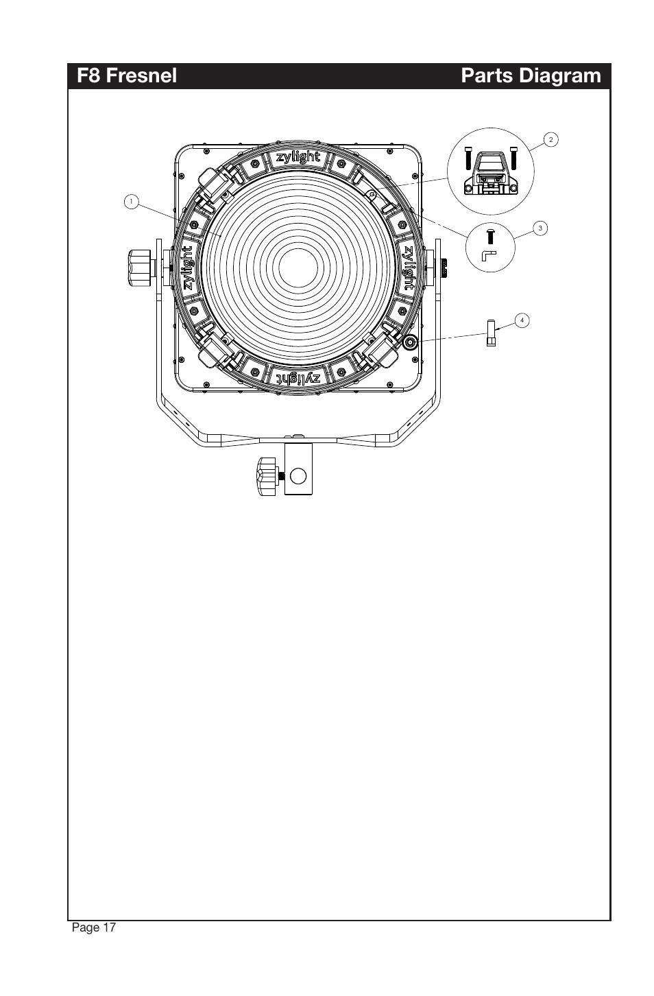 F8 fresnel parts diagram | Zylight F8 Fresnel User Manual | Page 18 / 20