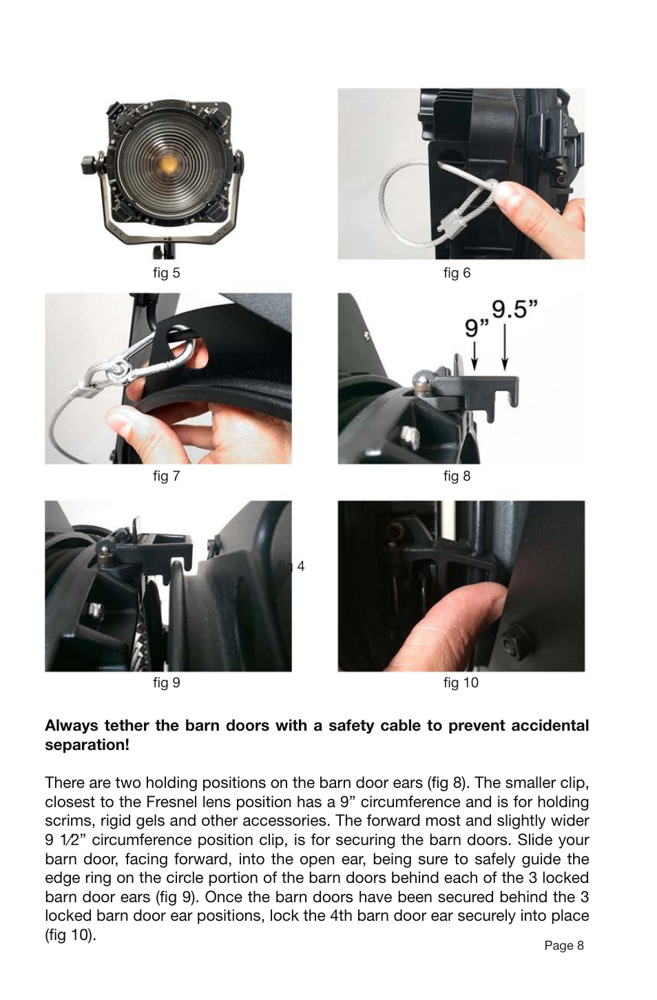 Zylight F8 Fresnel User Manual | Page 9 / 20