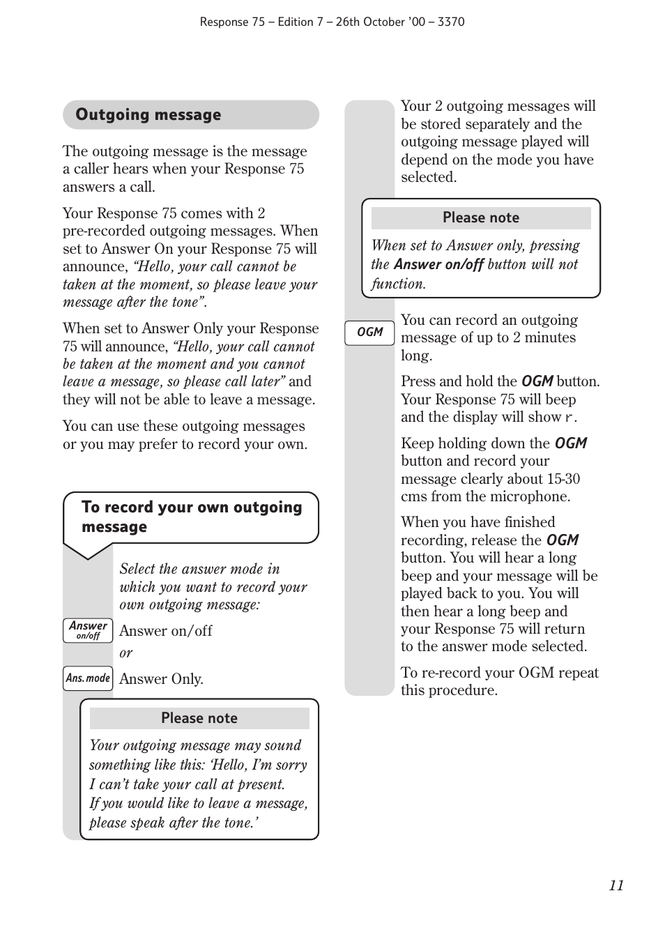 BT RESPONSE75 User Manual | Page 13 / 32