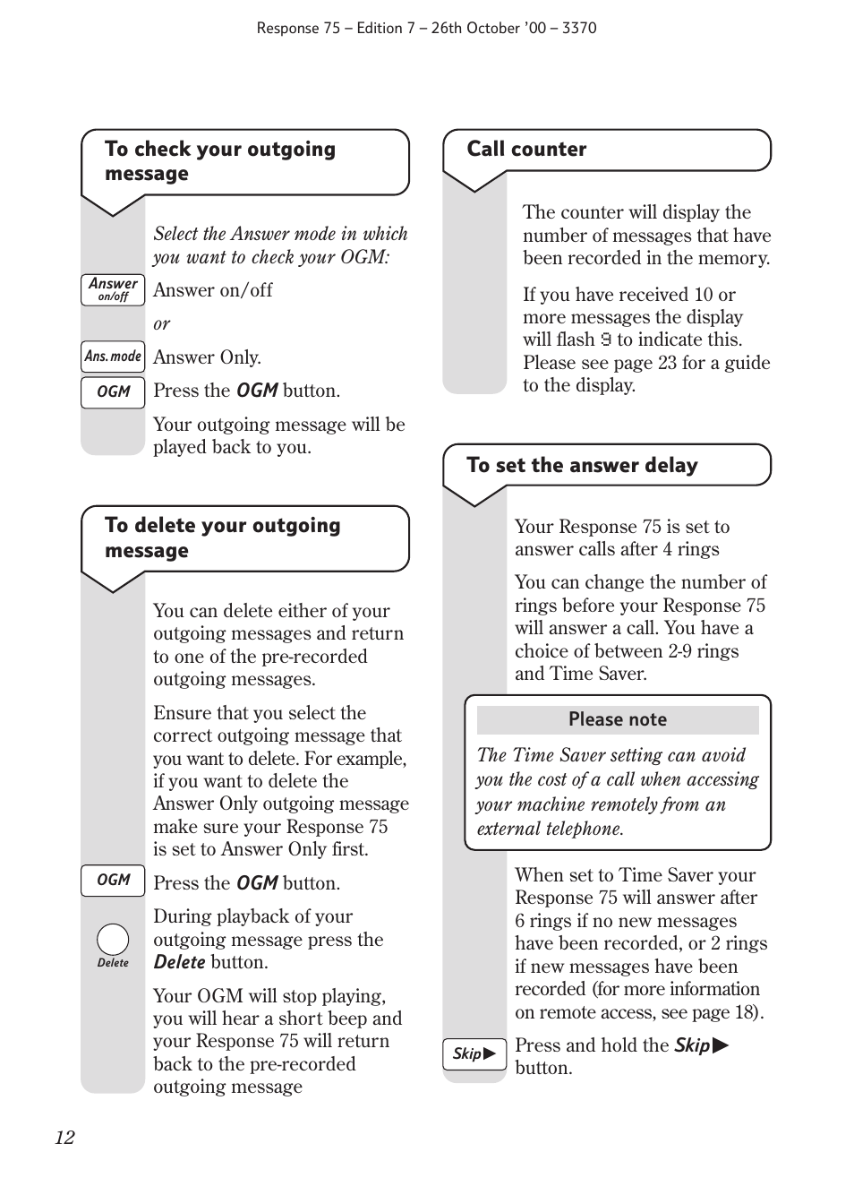 BT RESPONSE75 User Manual | Page 14 / 32