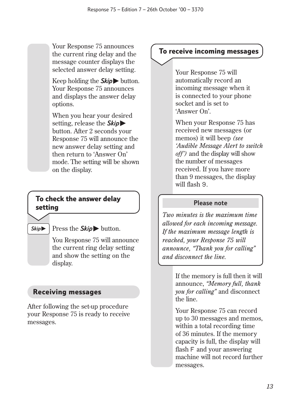 BT RESPONSE75 User Manual | Page 15 / 32