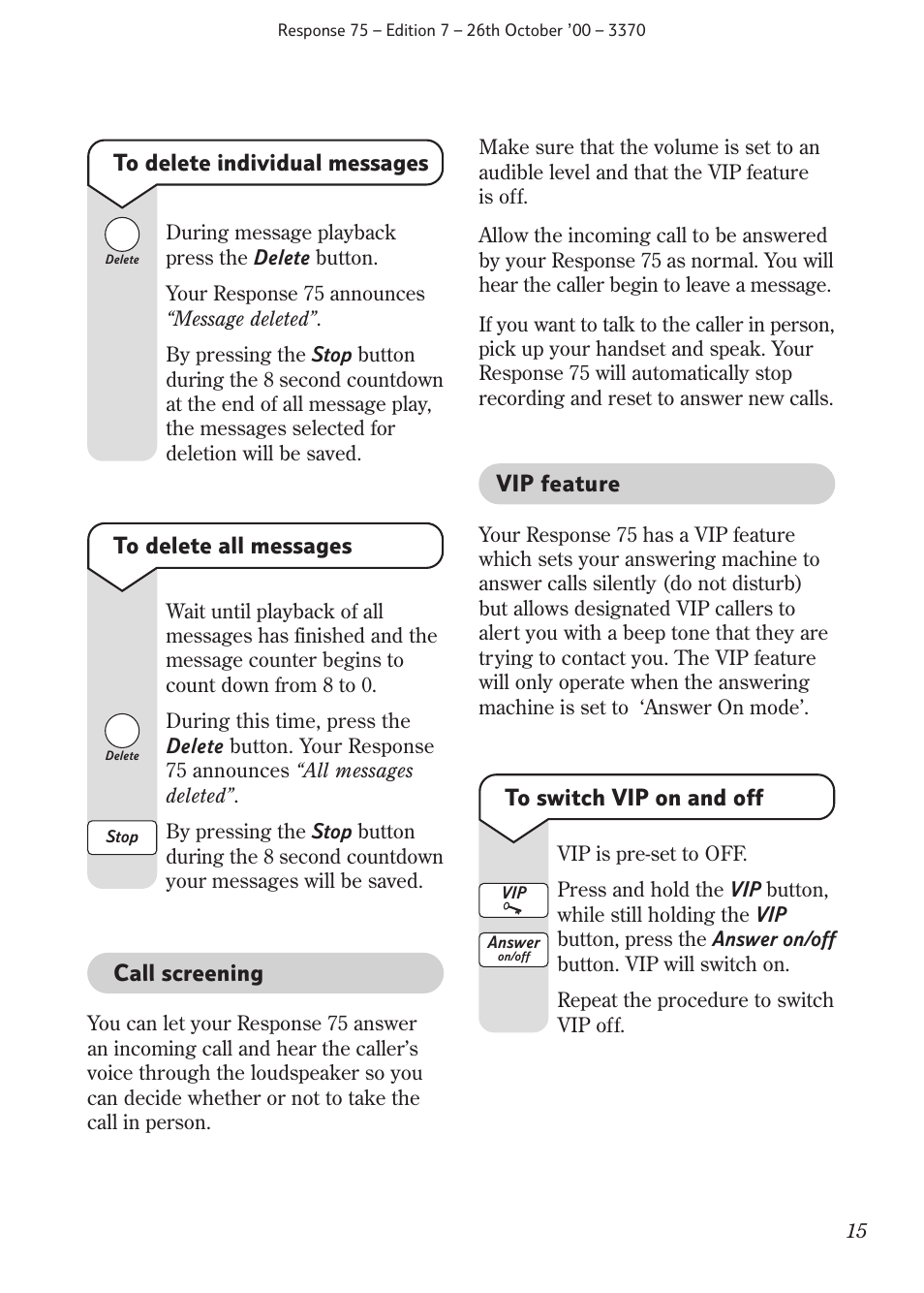 BT RESPONSE75 User Manual | Page 17 / 32