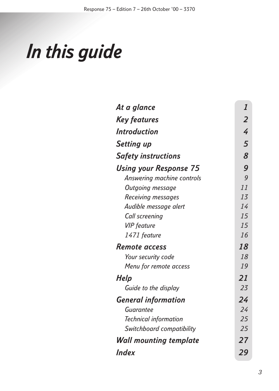 BT RESPONSE75 User Manual | Page 5 / 32