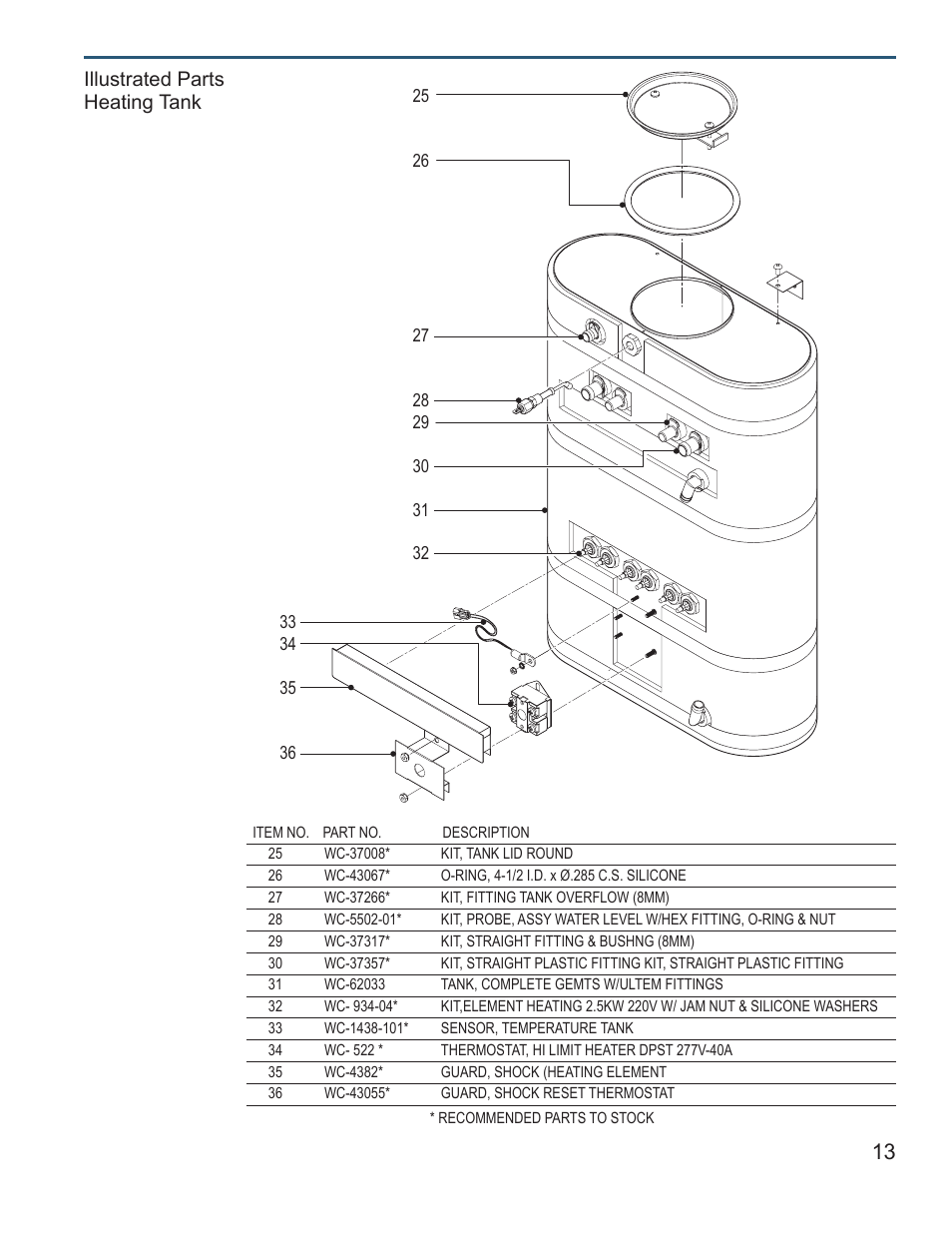 Illustrated parts heating tank | Wilbur Curtis G4TP1T User Manual | Page 13 / 18
