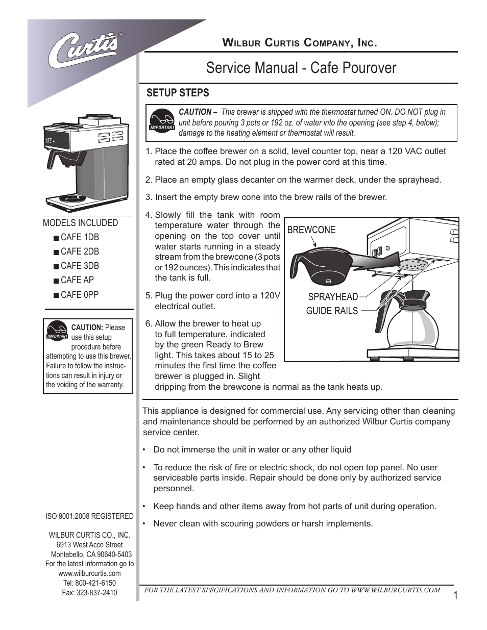 Wilbur Curtis ALPHA 1GT User Manual | 8 pages