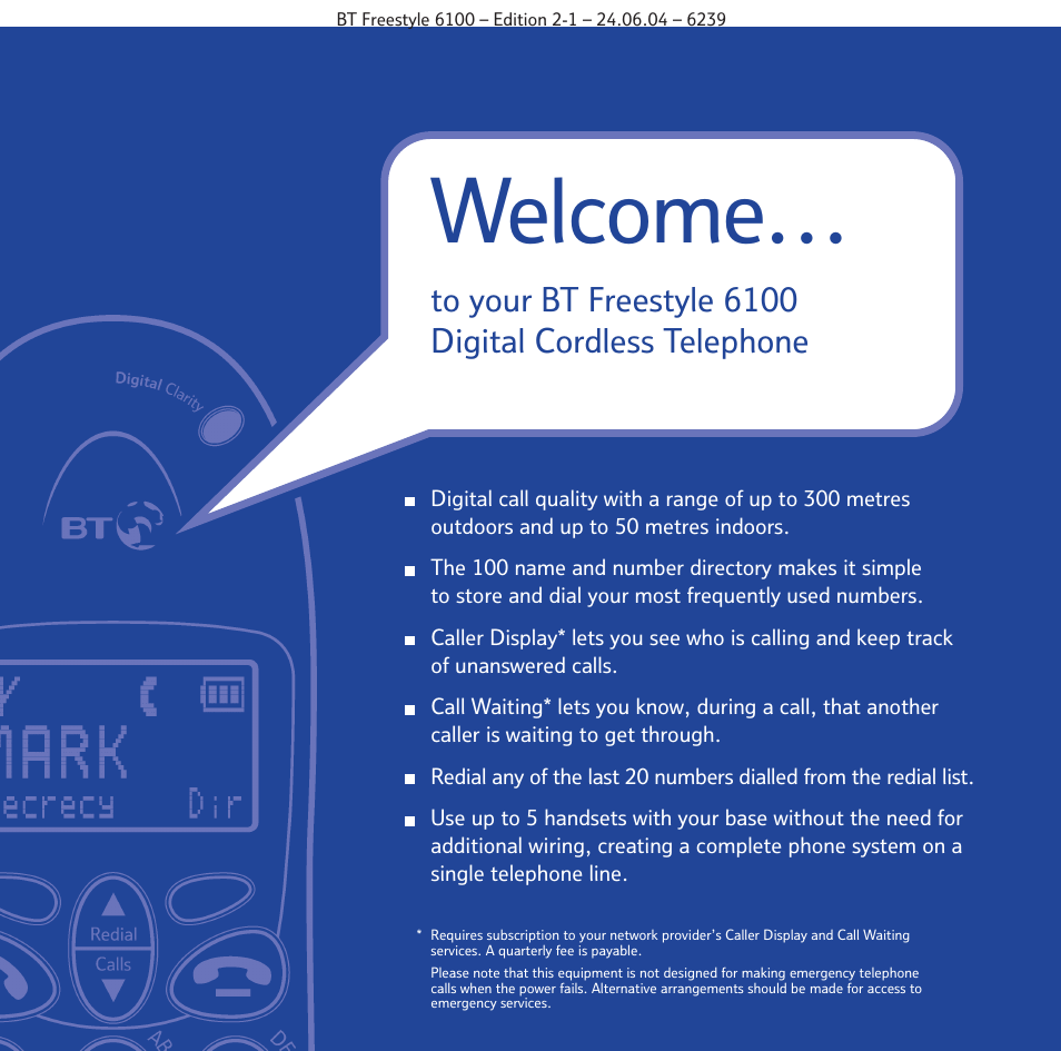 Welcome | BT Freestyle 6100 User Manual | Page 2 / 52