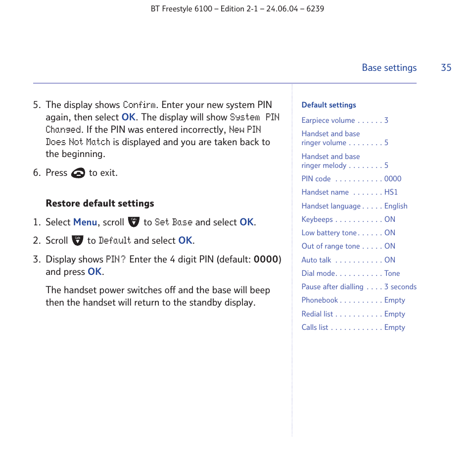 BT Freestyle 6100 User Manual | Page 35 / 52