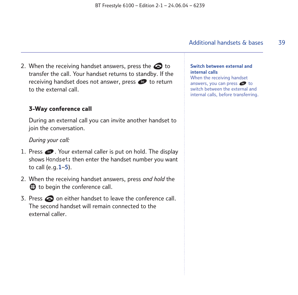 BT Freestyle 6100 User Manual | Page 39 / 52