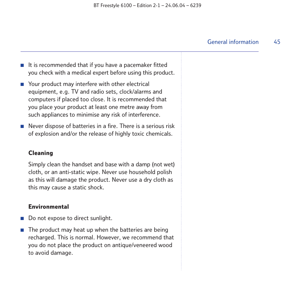 BT Freestyle 6100 User Manual | Page 45 / 52