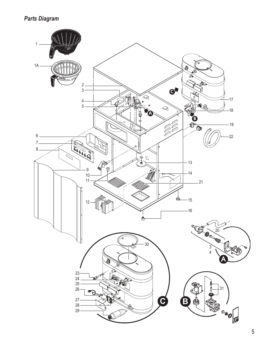 Parts diagram | Wilbur Curtis D1000GT User Manual | Page 5 / 8