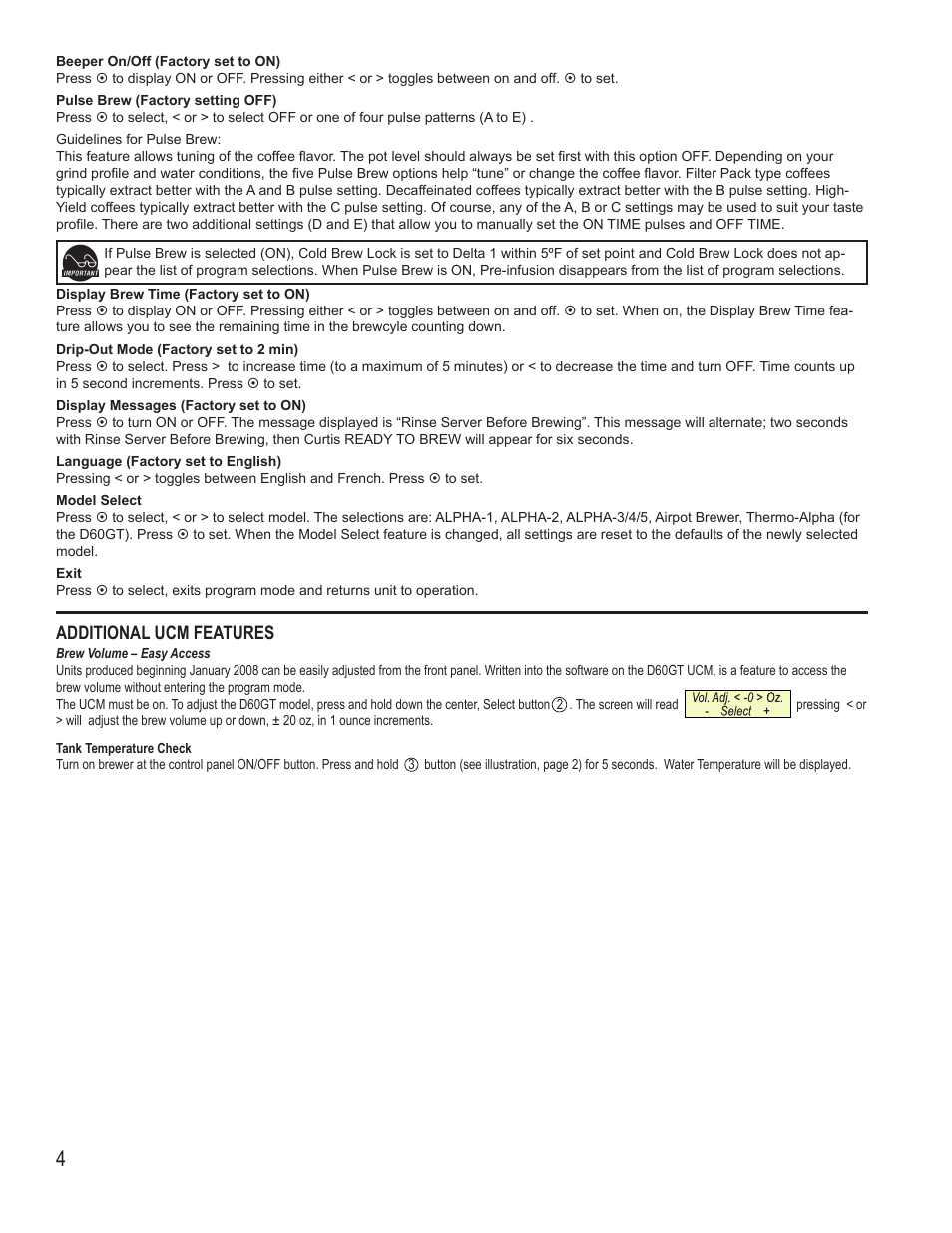 Additional ucm features | Wilbur Curtis D60GT30 User Manual | Page 4 / 10