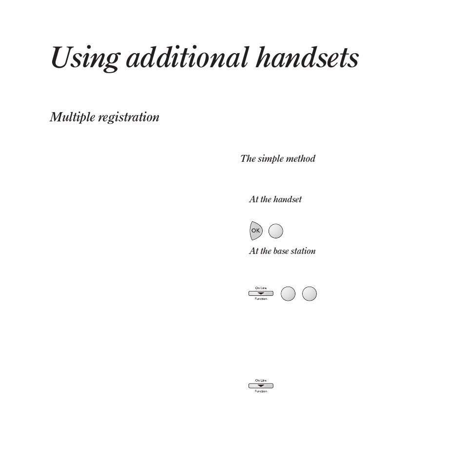 Using additional handsets, Multiple registration | BT DECTfax Fax machine and digital telephone system User Manual | Page 34 / 48