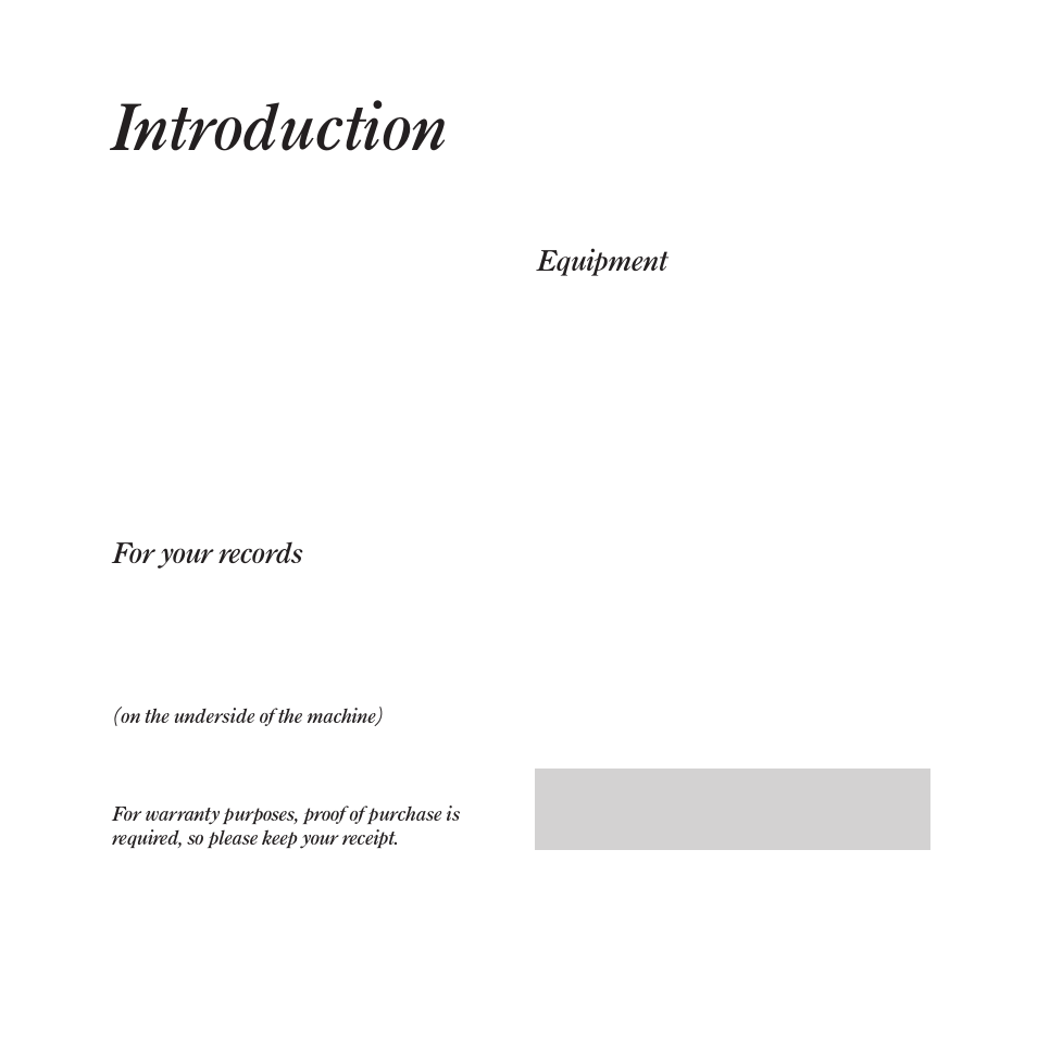 Introduction, For your records, Equipment | BT DECTfax Fax machine and digital telephone system User Manual | Page 9 / 48
