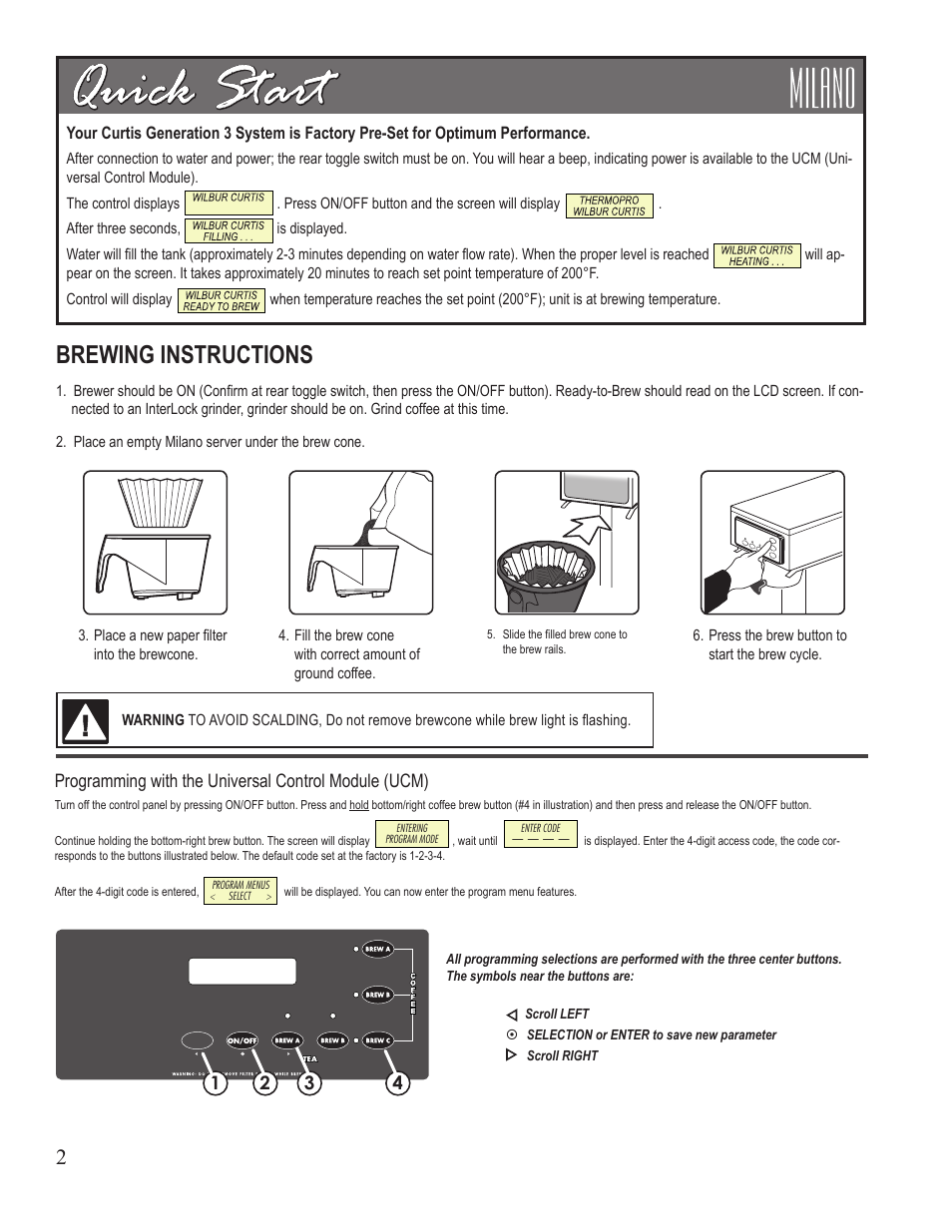 Brewing instructions | Wilbur Curtis TPC2S User Manual | Page 2 / 10