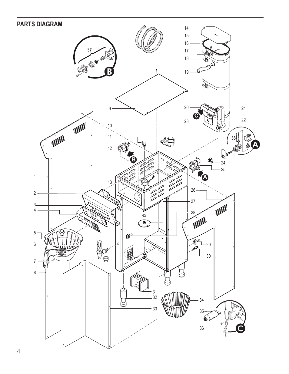 4parts diagram | Wilbur Curtis TPC2S User Manual | Page 4 / 10