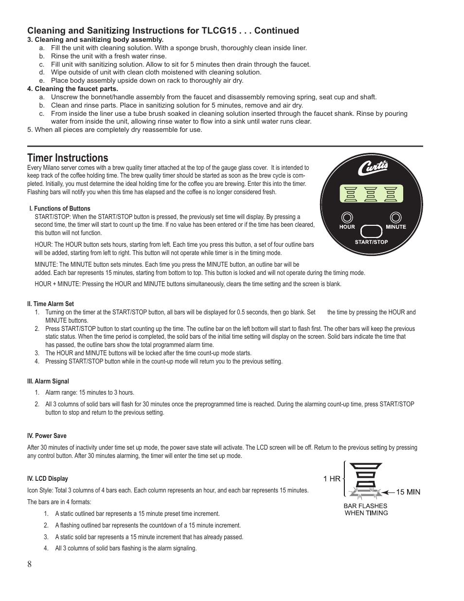 Timer instructions | Wilbur Curtis TPC2S User Manual | Page 8 / 10