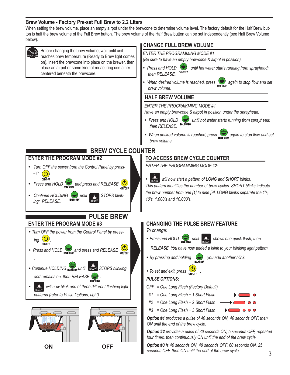 Pulse brew, Brew cycle counter | Wilbur Curtis TLP User Manual | Page 3 / 8