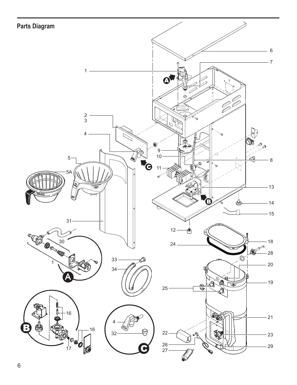 Parts diagram | Wilbur Curtis D500GT User Manual | Page 6 / 10