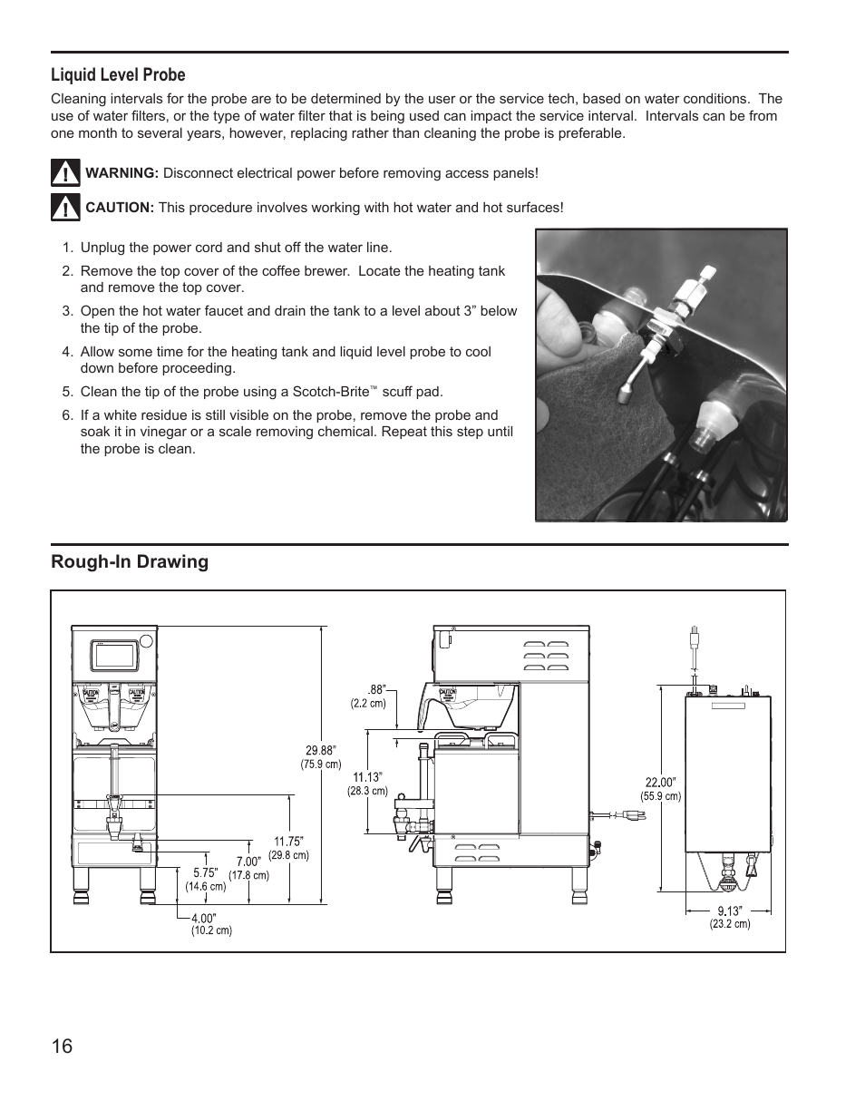 Rough-in drawing liquid level probe | Wilbur Curtis G4GEMS User Manual | Page 16 / 18