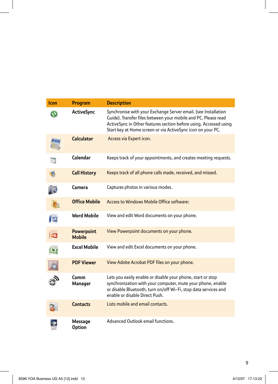 BT HTC S620 User Manual | Page 13 / 44