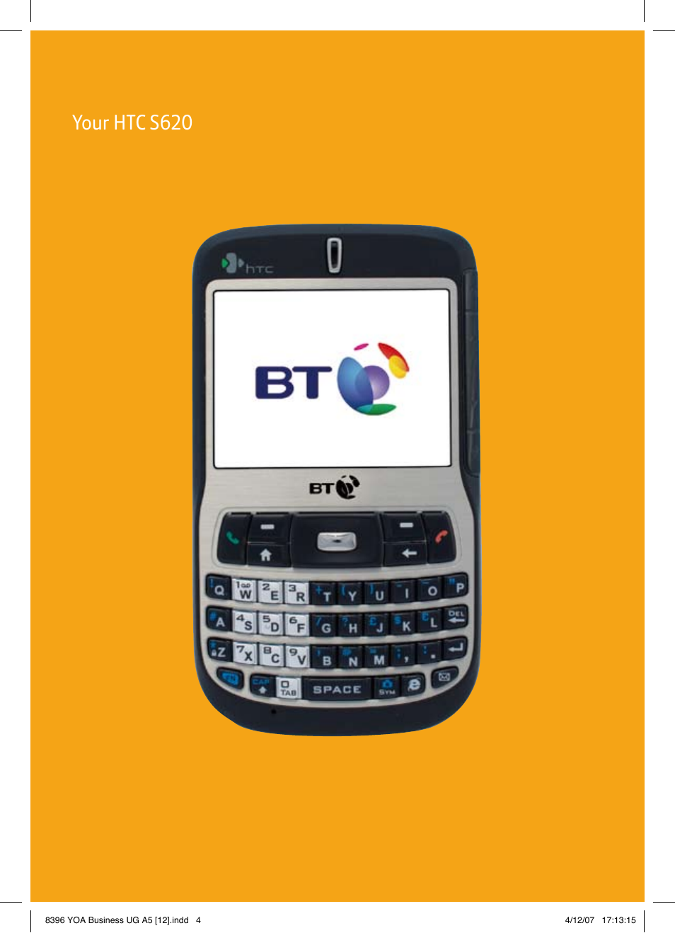 Your htc s620 | BT HTC S620 User Manual | Page 4 / 44