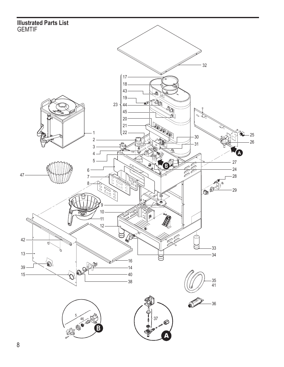 Illustrated parts list gemtif | Wilbur Curtis GEM3IF User Manual | Page 8 / 18