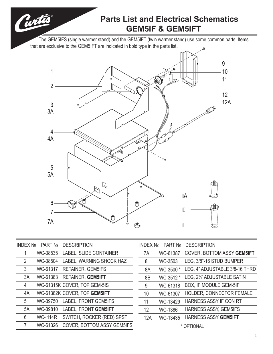 Wilbur Curtis GEM5IFT User Manual | 4 pages