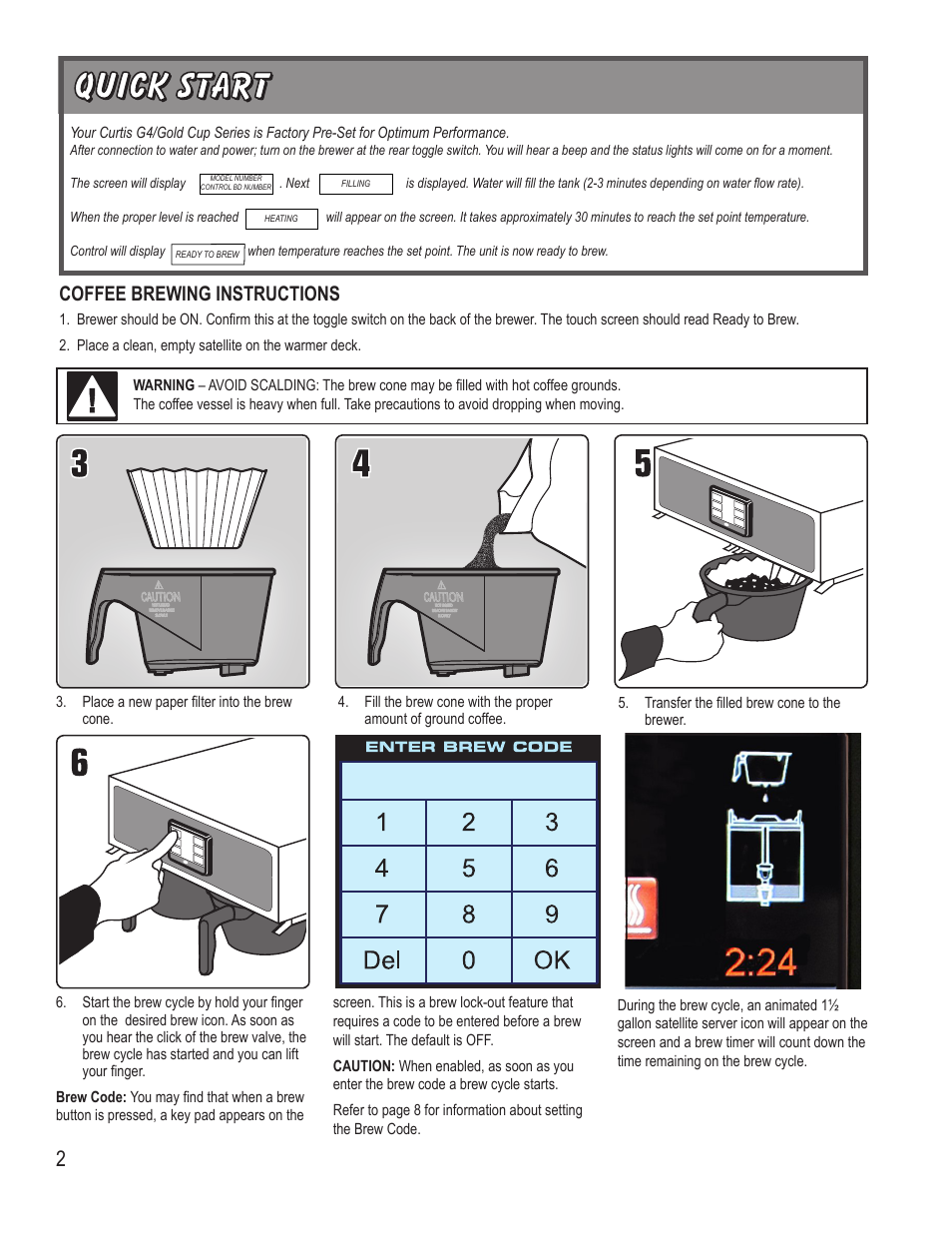 Coffee brewing instructions | Wilbur Curtis G4GEMTIF User Manual | Page 2 / 16